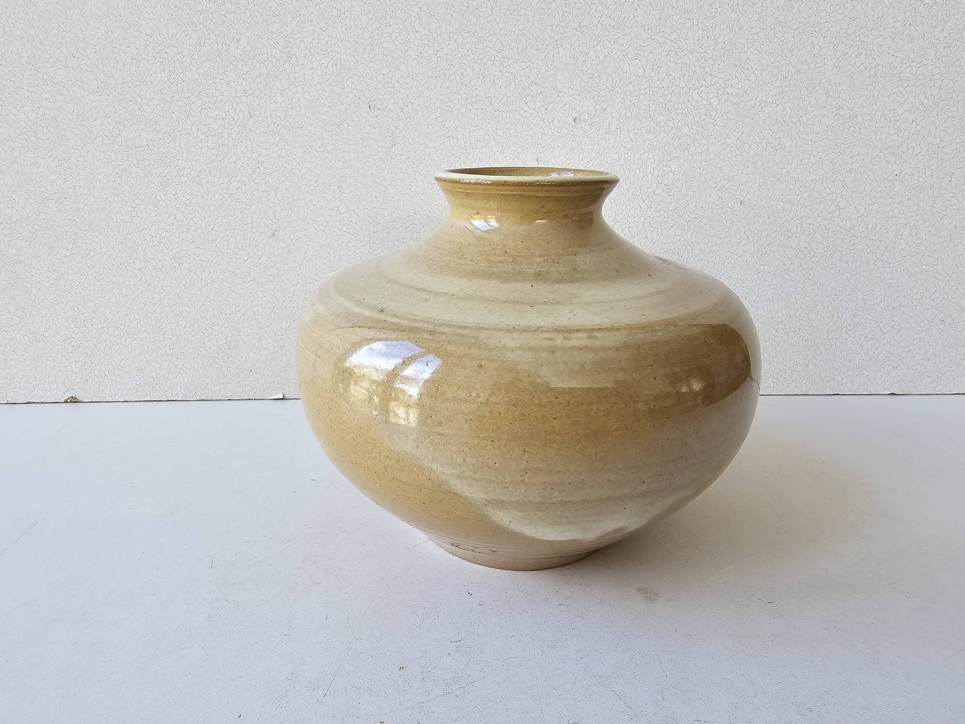 Ceramic stoneware ball vase signed (signature to be identified)