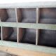 Locker, old workshop shelf in wooden compartments