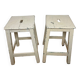 Pair of vintage cream stools in painted wood