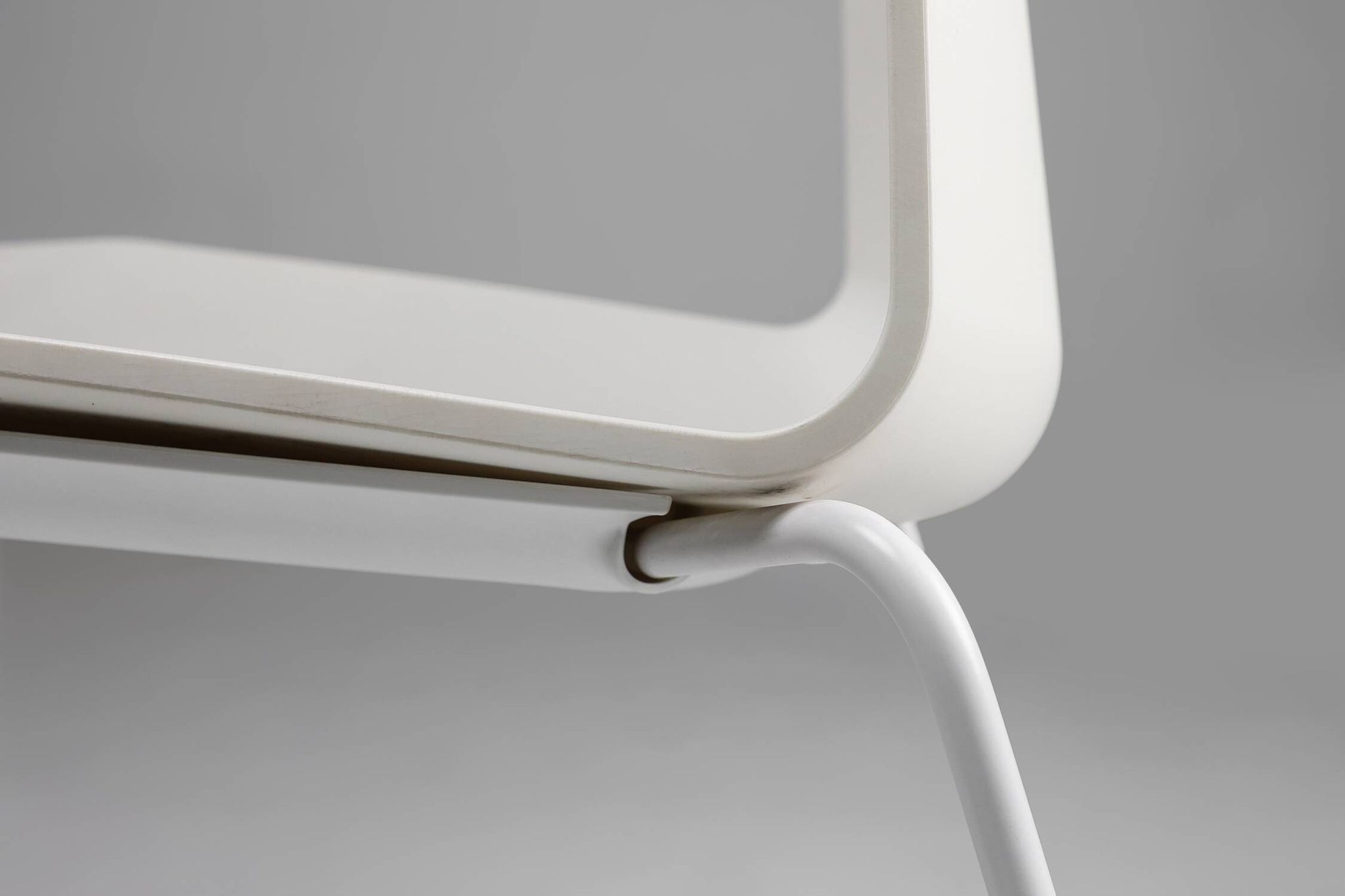 Mid-century white design chair with metal frame and plastic seat, Belgium