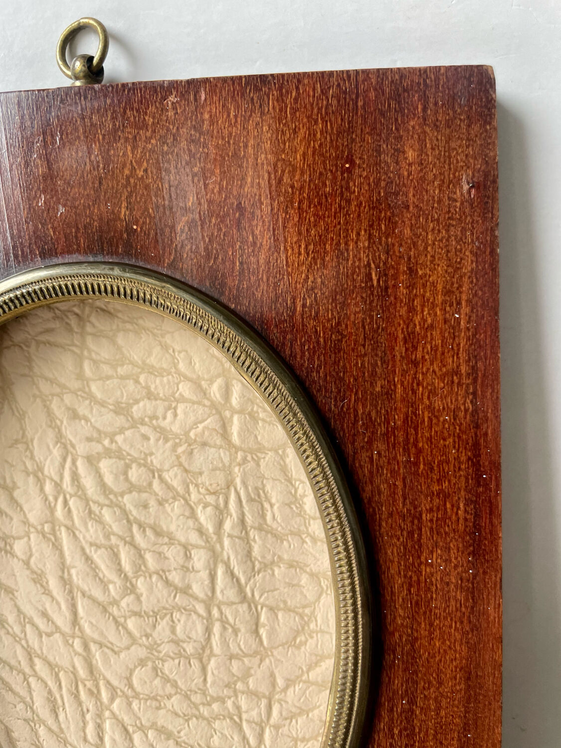 Mahogany wood frame with brass borders