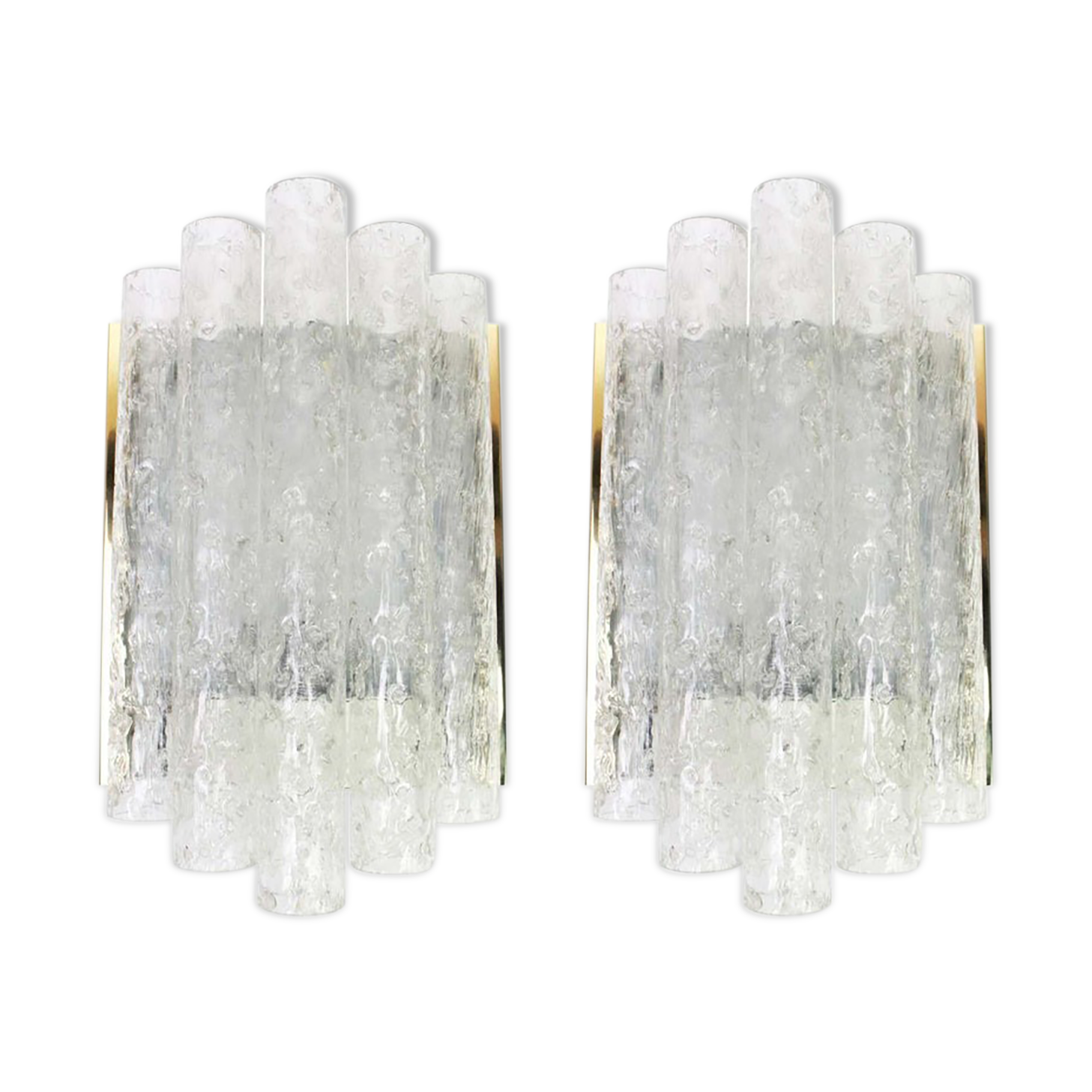Pair of brass or ice glass wall sconces from Doria Germany 1960s
