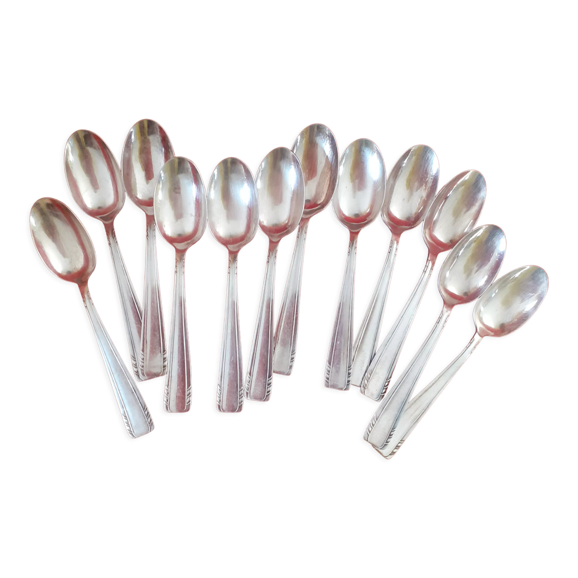 12 dessert spoons in silver metal from the 60s