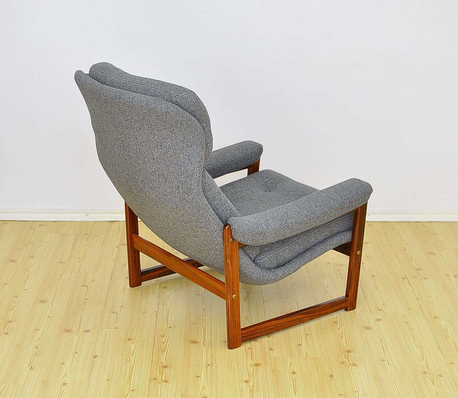 Scandinavian Rosewood Wingback Armchair with Wool Upholstery, 1960