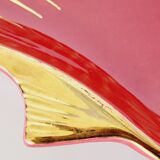 Proceram Aubagne service in red and gilded ceramic shell St Jacques 1950