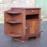 Art Deco wooden bedside table, vintage wooden furniture, side table