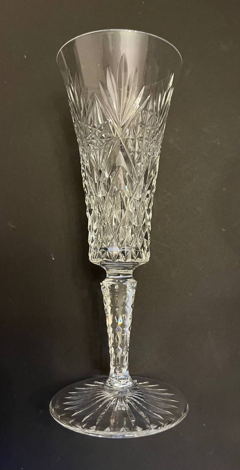 6 cut crystal champagne flutes