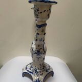 White-blue earthenware candlestick