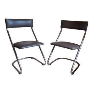 2 chaises traineaux métal