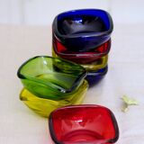 7 cups in colored glass Italy 50s