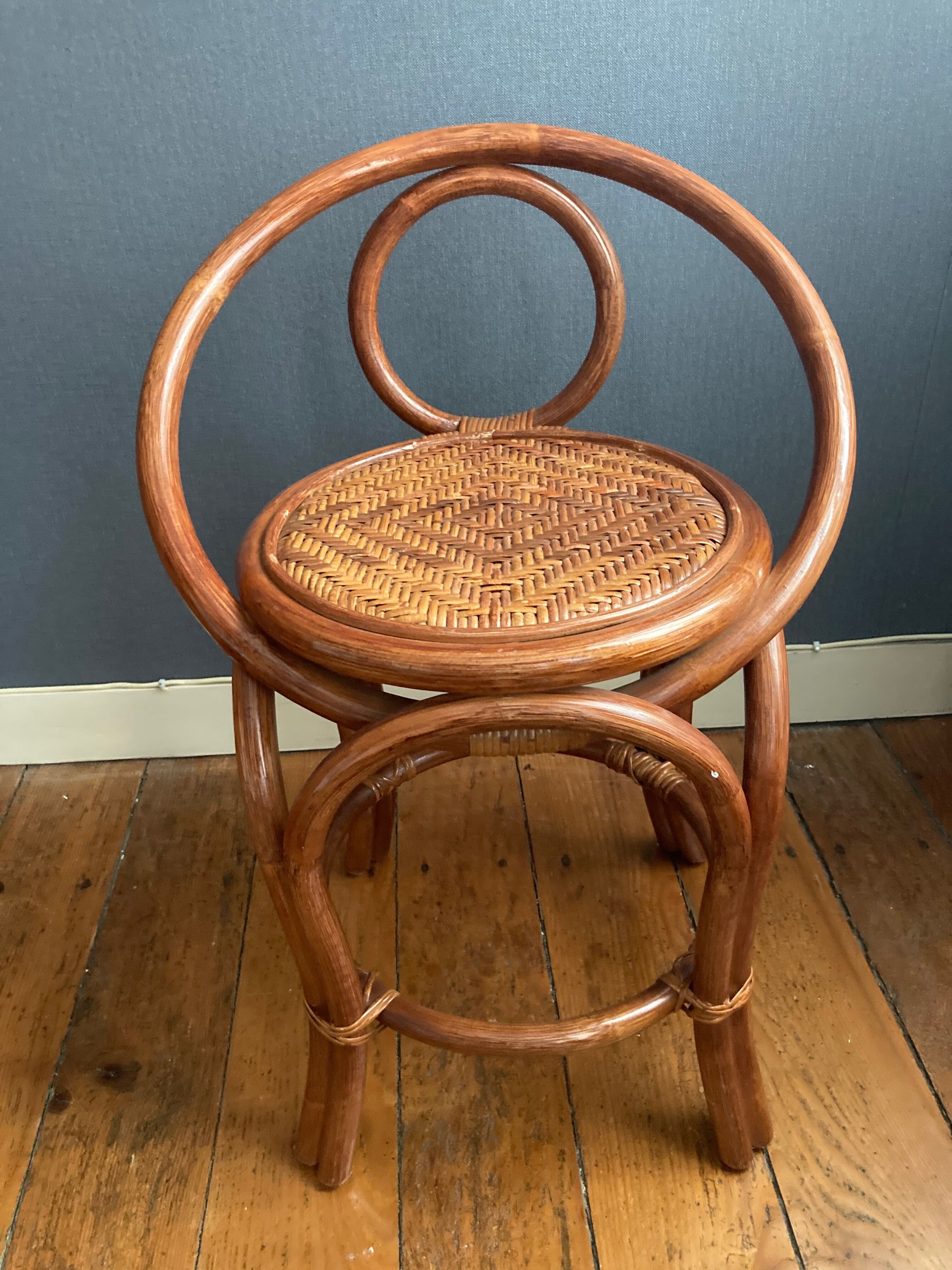 Hairdressing set and rattan chair in the 70s