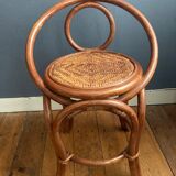 Ensemble coiffeuse et chaise en rotin années 70