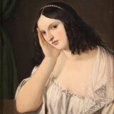 Tableau ancien représentant une jeune femme du 19ème siècle