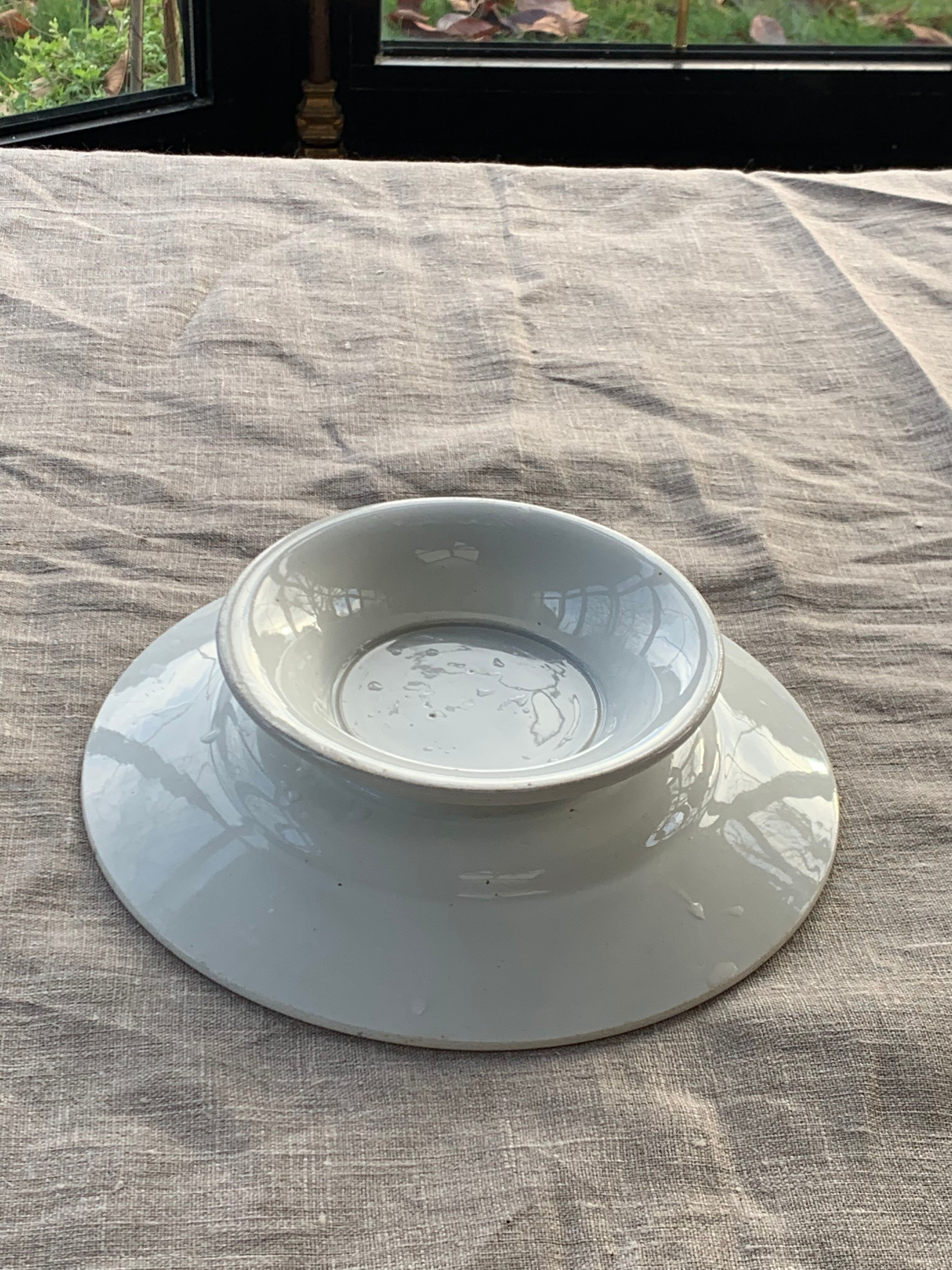 Compotier fruit cup in white art deco porcelain