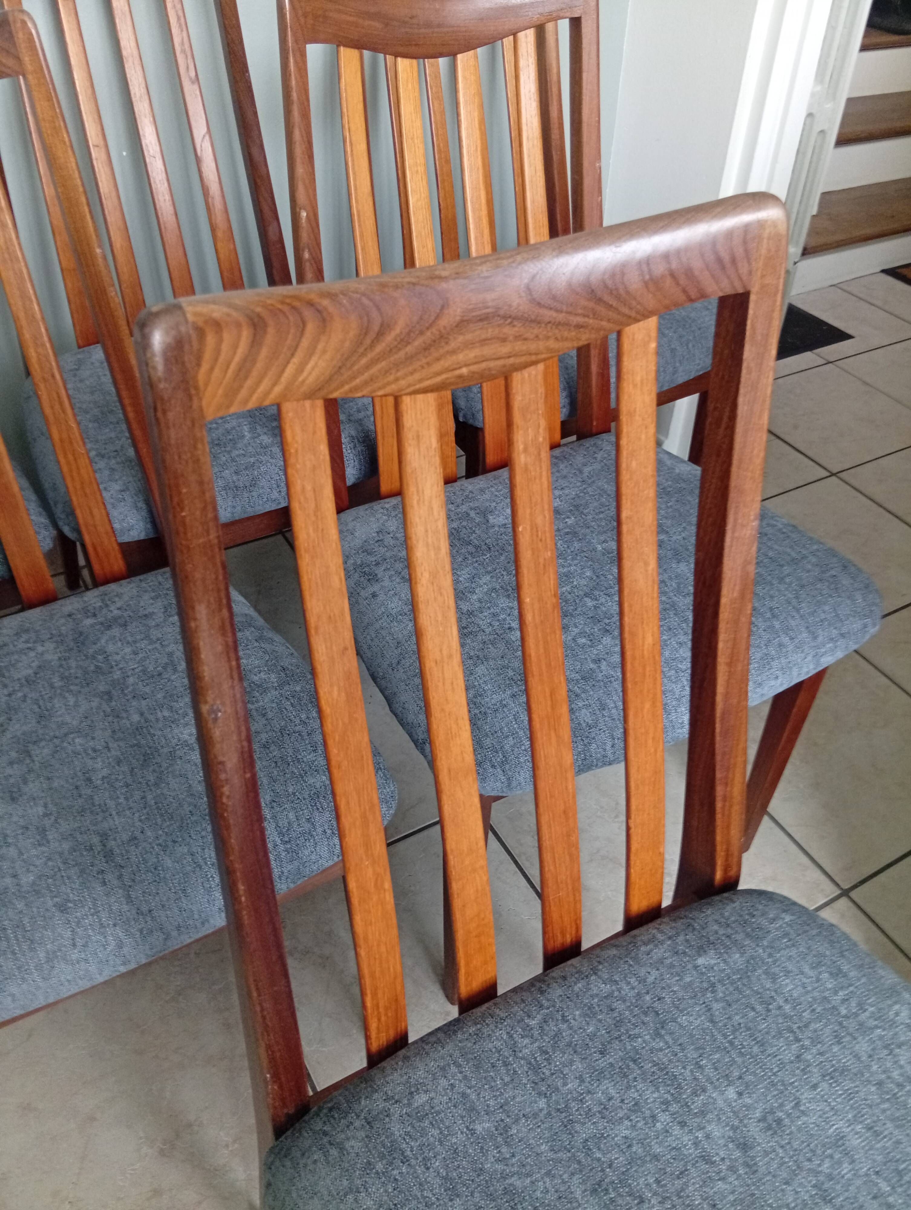 Lot of 6 Gplan teak wood armchairs vintage 1970s dining room scan.