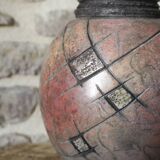 Raku vase with incised decoration