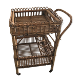 Wheeled rattan side table