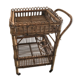 Wheeled rattan side table