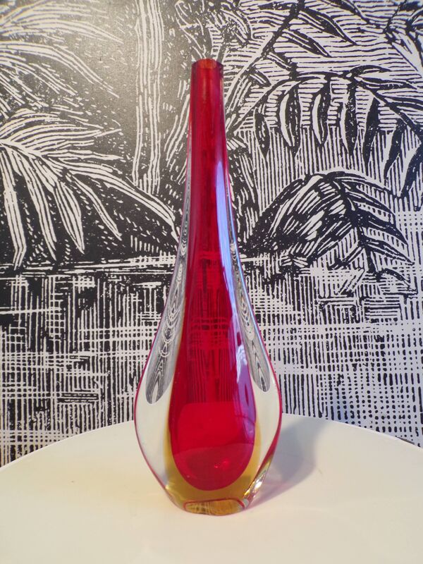 Vase goutte Murano Sommerso Flavio Poli