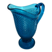 Vintage cut glass blue pitcher