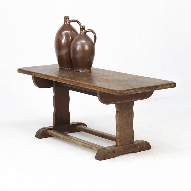 Table basse de ferme rustique antique en chêne