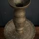 Fake pair of oriental candlesticks in engraved bronze mid-20th century