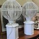 a pair of very large modernist lamps in painted ceramic and wood