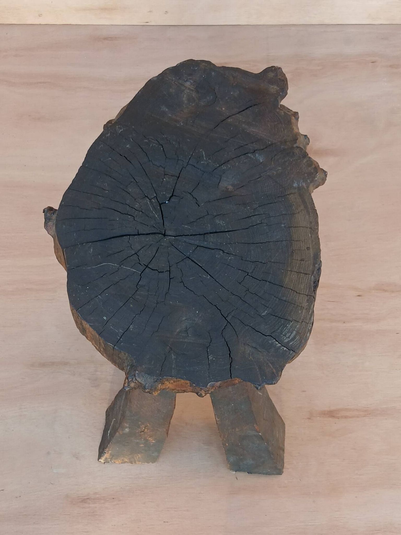Brutalist oak stool
