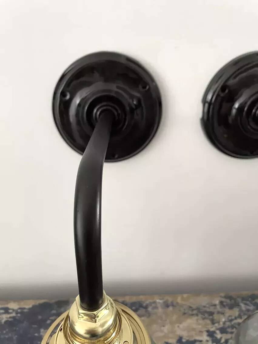 Pair of brass and glass wall lights