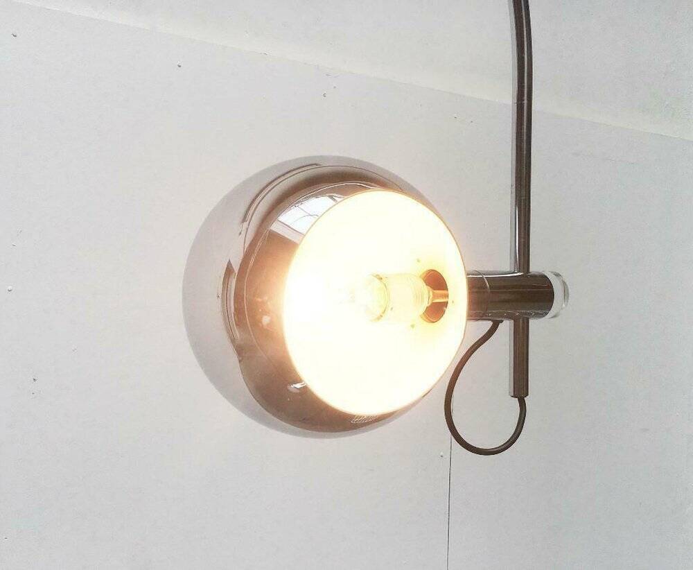 Chrome metal arc floor lamp Space Age mid-century by Cosack, 1960s