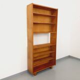 Large vintage oak wood bookcase shelf from the 50s 60s