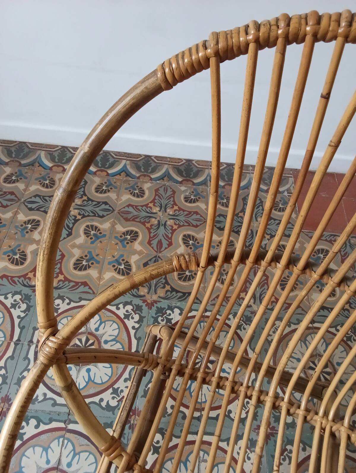 Trio de fauteuils rotin vintage