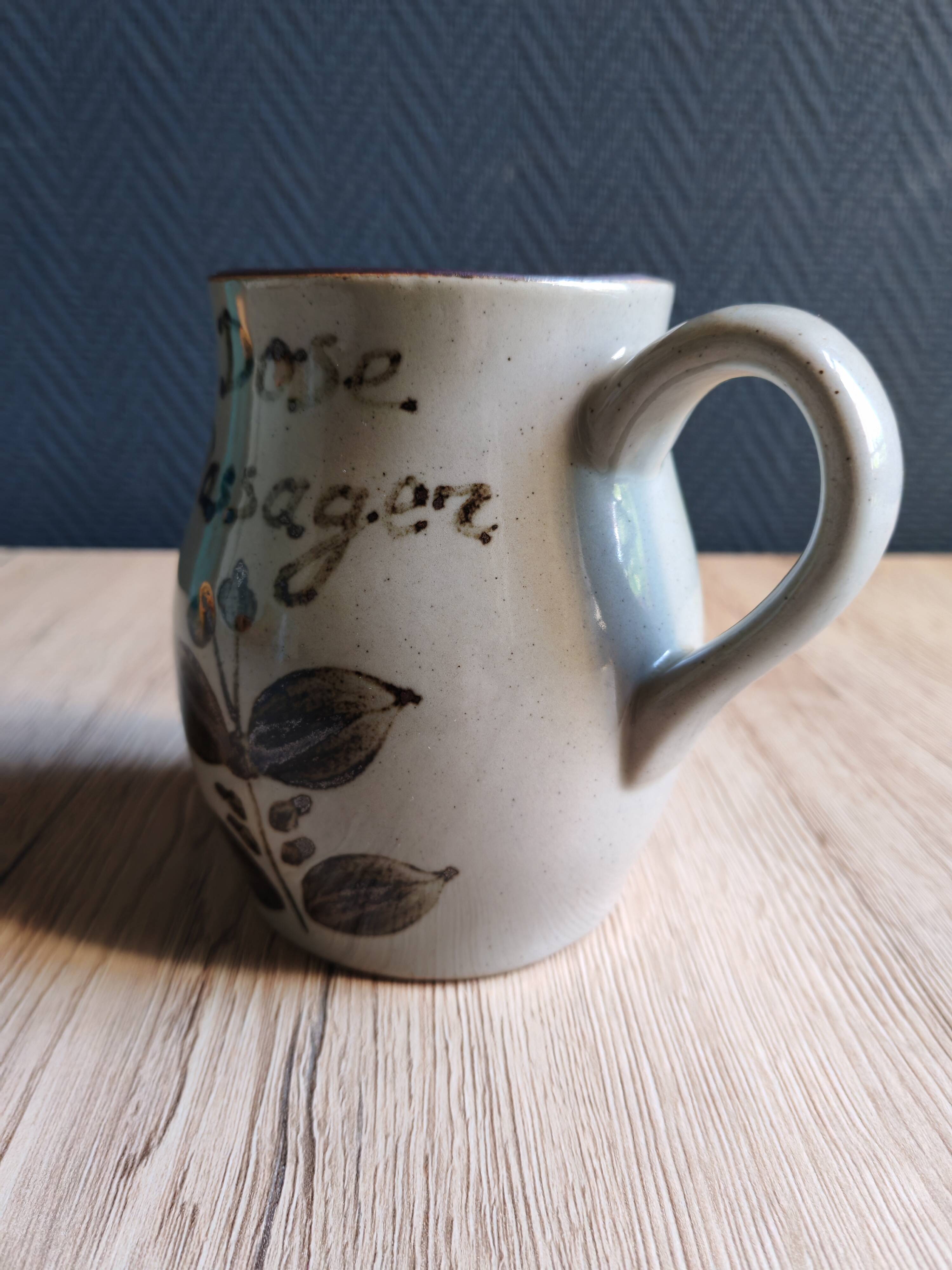 Vintage stoneware jug | Stoneware from Arnon, France | Floral decoration