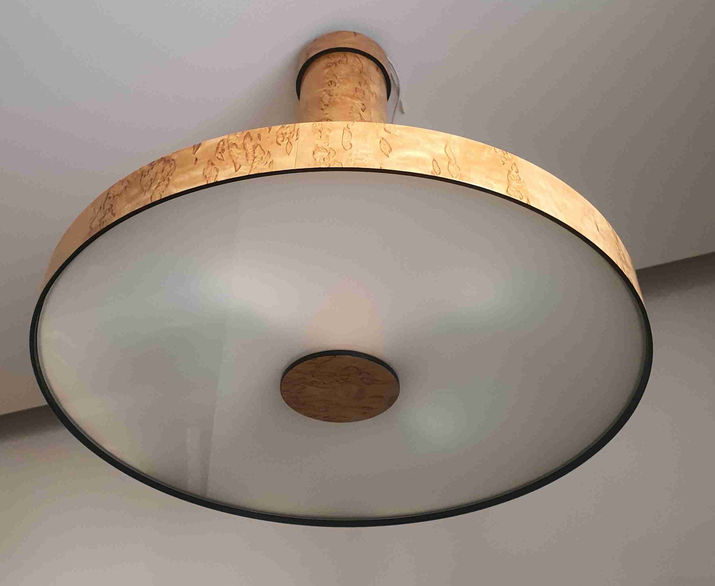 Hanging chandelier, birch root veneer