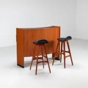 Erik Buch boomerang dry bar set in teak Dyrlund Denmark 1960