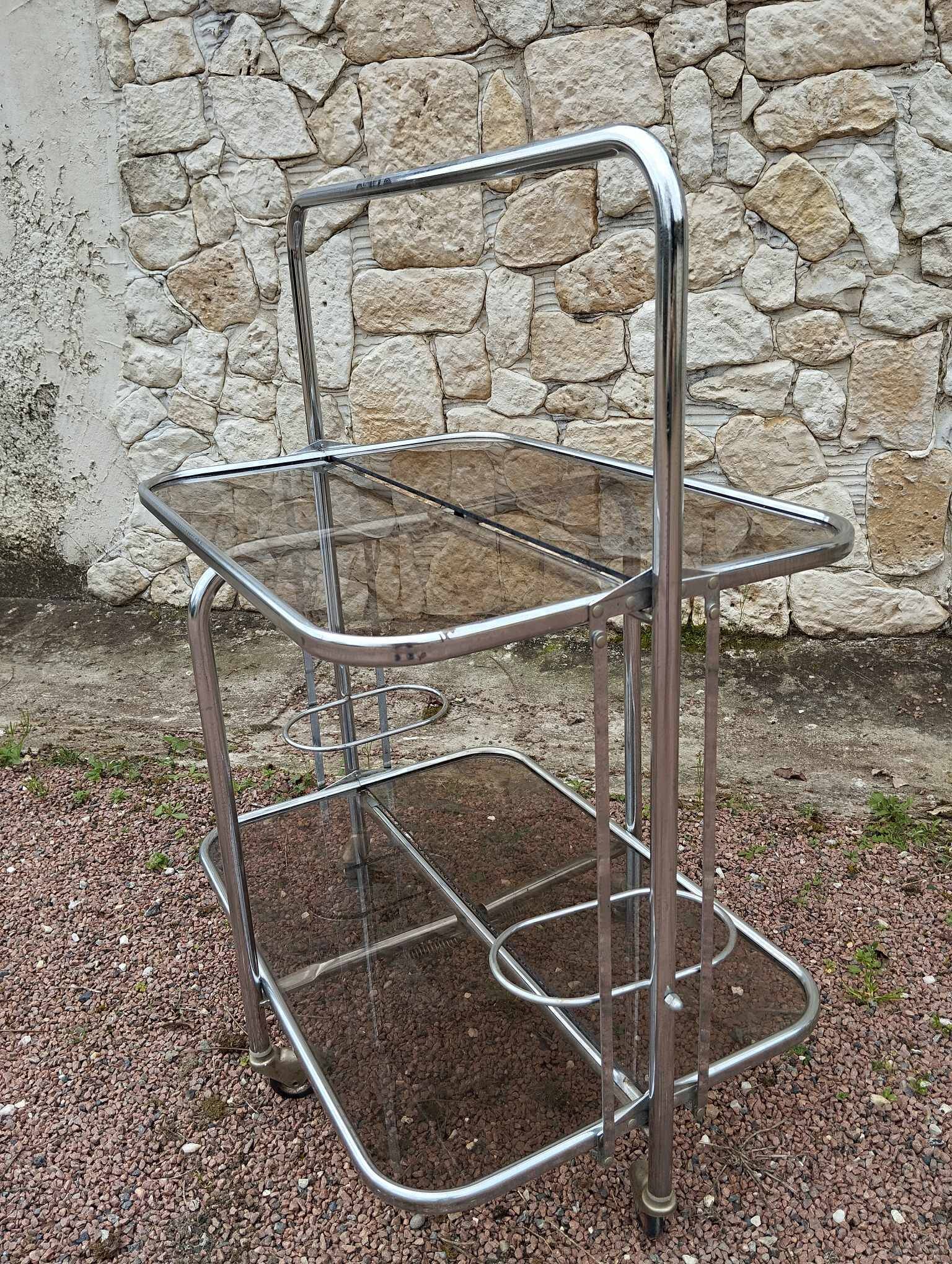 Vintage iron and smoked glass serving trolley