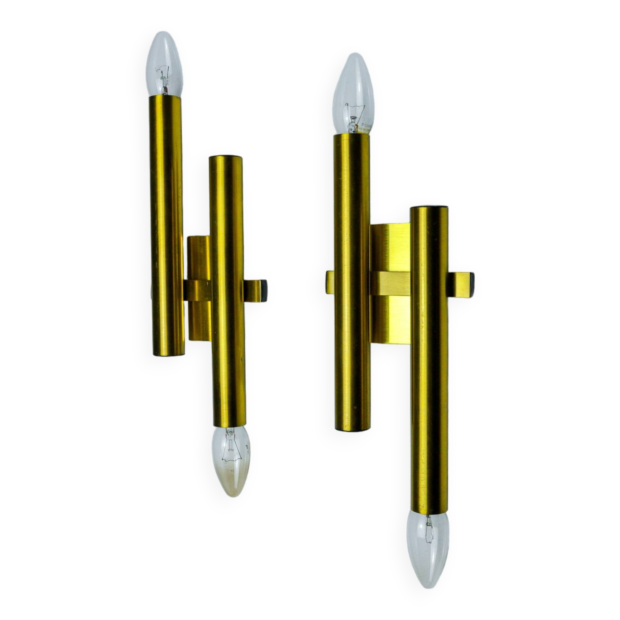 Pair of tubular wall lights from Sciolari, Italy, 1970