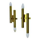 Paire d'appliques tubulaires de la maison sciolari, italie, 1970