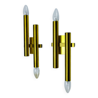 Pair of tubular wall lights from Sciolari, Italy, 1970