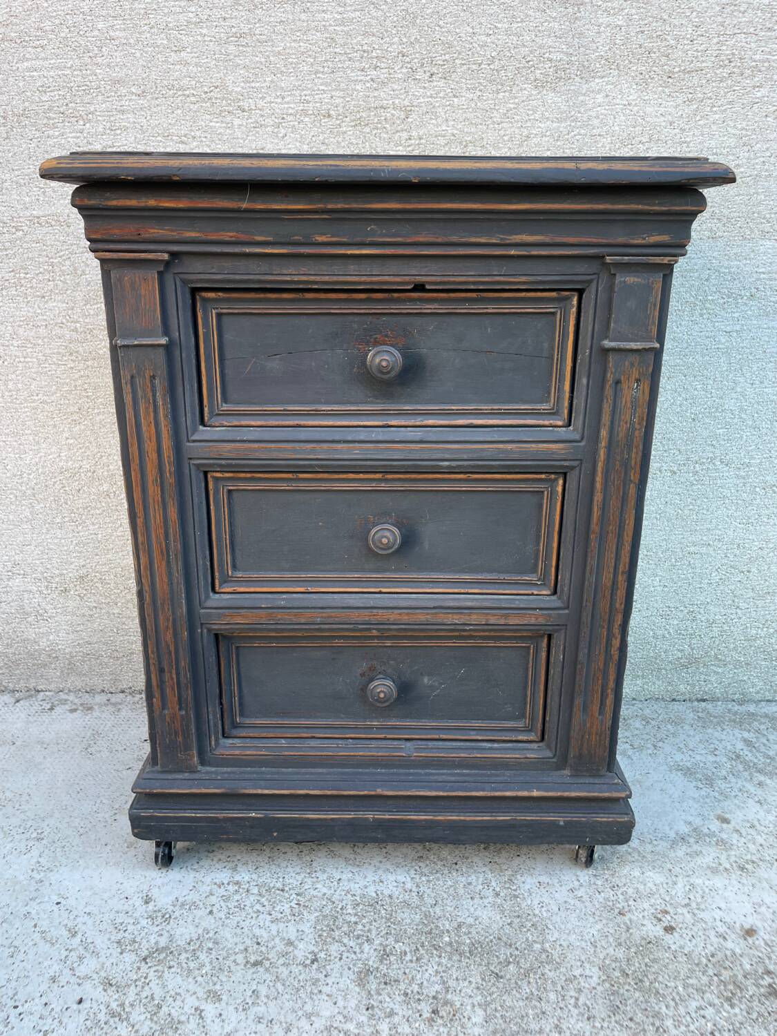 Small occasional console bedside cabinet in old Napoleon oak