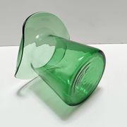 Vase cylindrique en verre soufflé à la main vert, Empoli, Italie