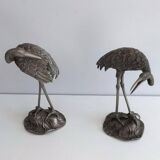 Pair of silver-plated herons