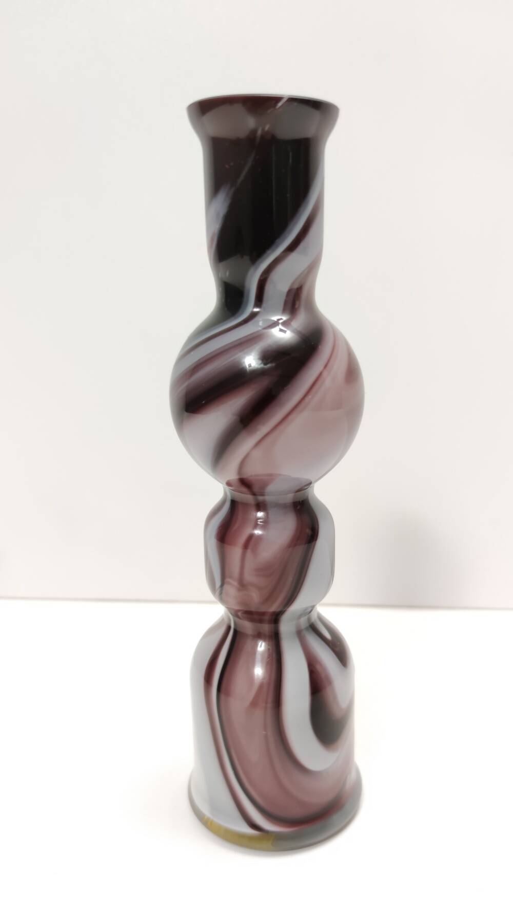 Purple and White Murano Glass Vase “Wave” by Carlo Moretti, Italy