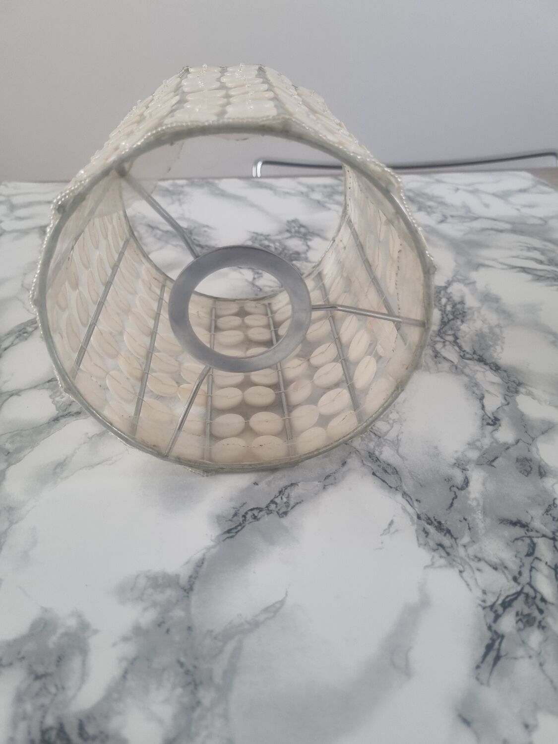 Vintage mother-of-pearl and nylon lampshade