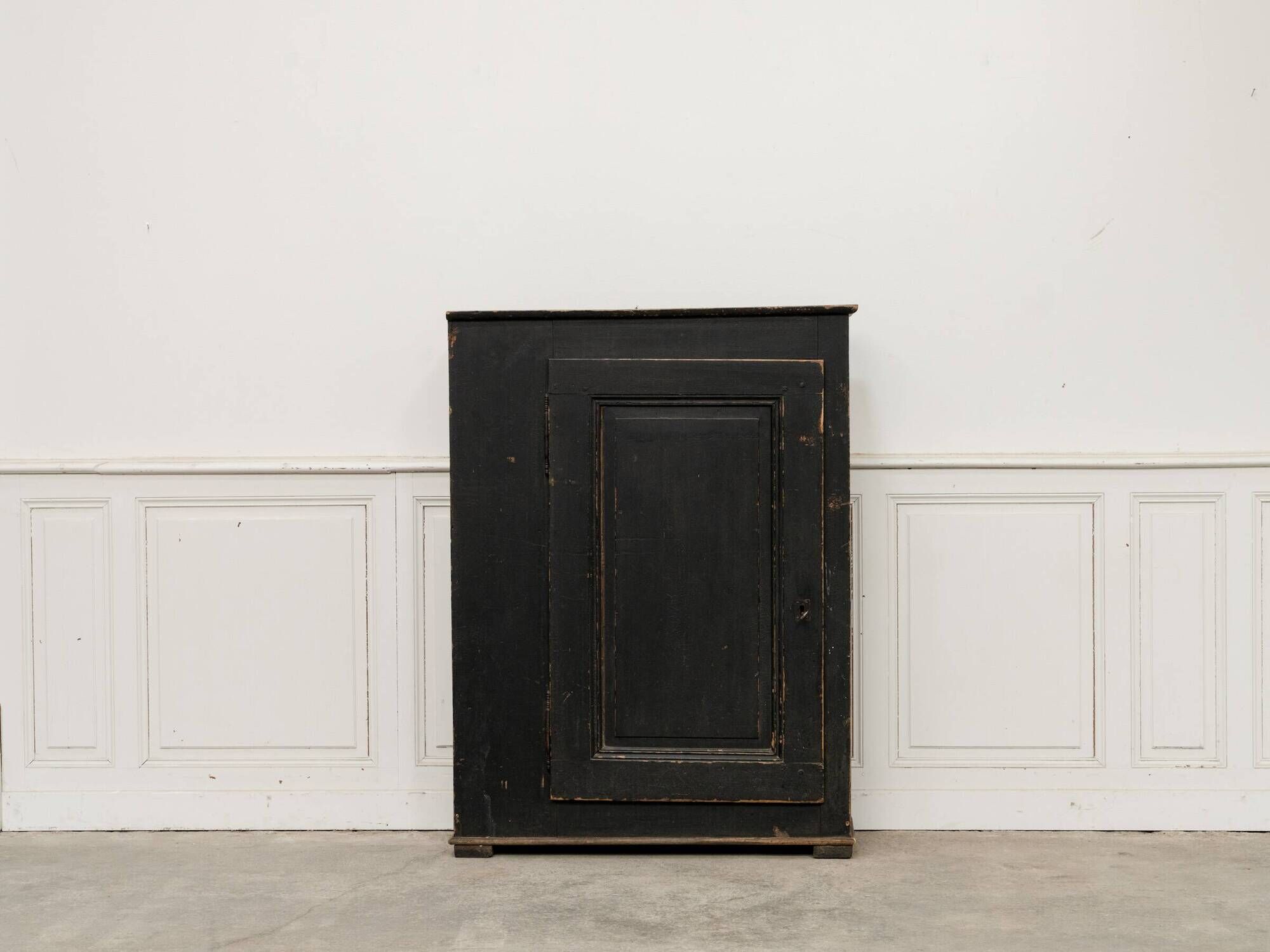 Antique primitive black wood furniture, beautiful original patina from the late 19th century.
