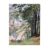 painting Watercolor G. GIRARDOT (1856-1914) Landscape Haute-Saône (?) around 1900