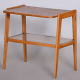 Restored Bauhaus Console Table, Oak and Glass, Refreshed Polish, Czechia, 1950s
