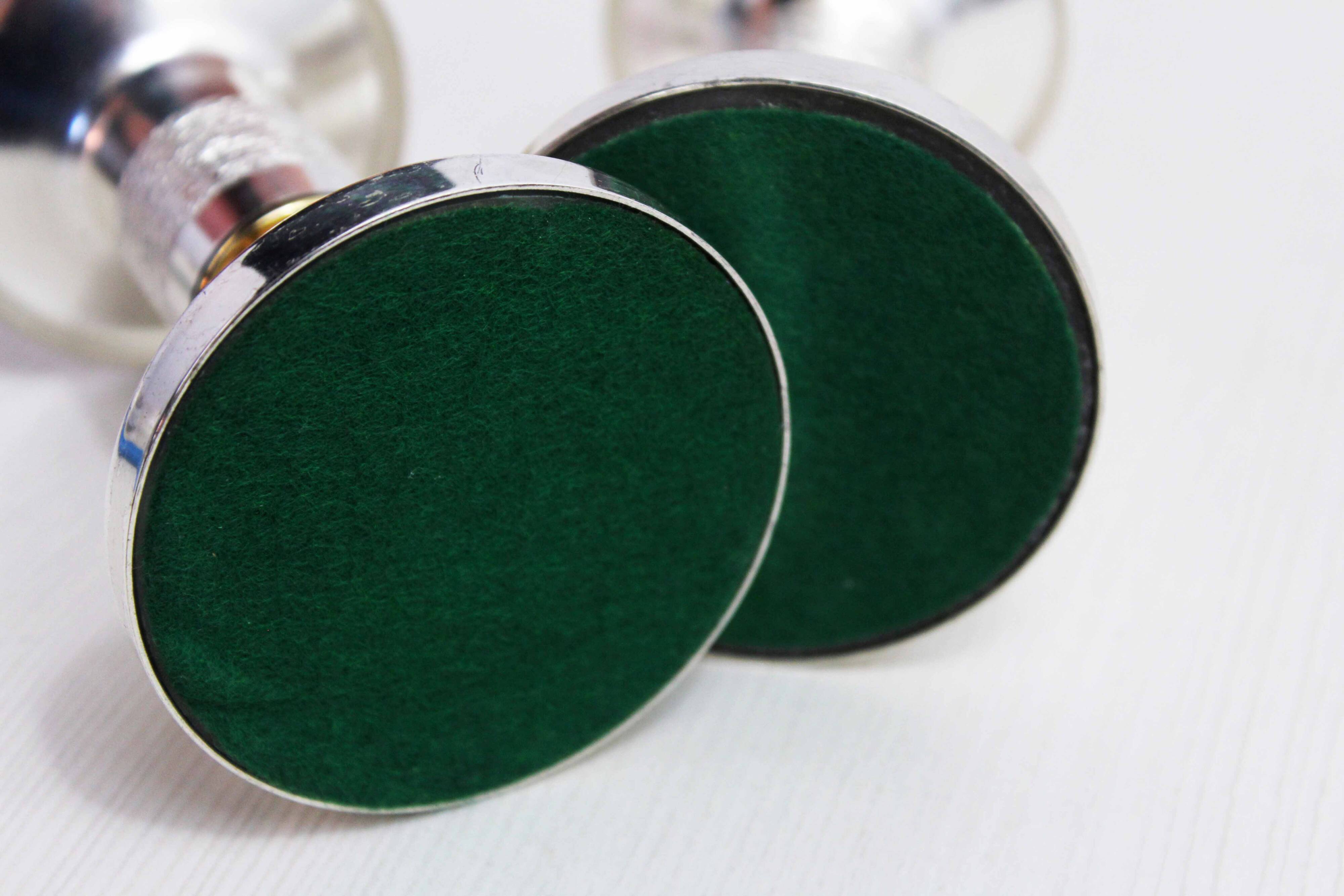 Pair of silver metal candlesticks