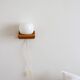 Pair of pine and opaline wall lights, 70s/80s