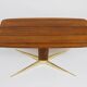 Table basse Oswald Haerdtl x Hagenauer Vienne en laiton et noyer, Autriche, années 1950